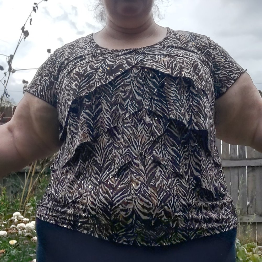 Animal Print Short Sleeve Top, Dress Barn, 3X